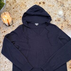 J. Crew Dark Blue 100% Cashmere hooded sweater